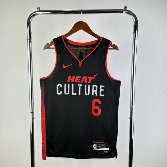 Maillot de Basket #6 James Miami Heat 23-24 city Noir Imprimé